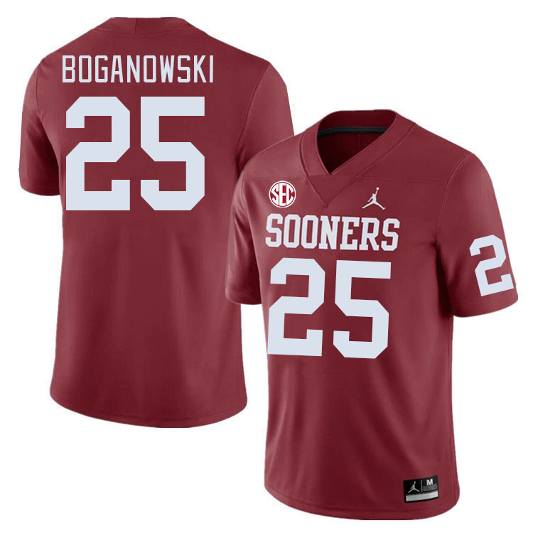 Men #25 Michael Boganowski Oklahoma Sooners 2024 SEC Conference College Football Jerseys-Crimson